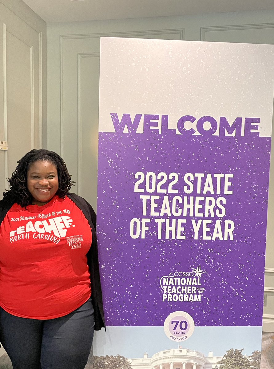 Gina4Lit's tweet photo. The #NSTOY22 week has begun and I’m honored to be in a position to learn &amp; grow with fantastic educators from across the country. I’m proud to be here representing the students and educators of @ncpublicschools #NCTOYPOY #elevatetoeducate #GrowyourPLN4kids @chccs @BWFUND https://t.co/KoCd0IInxo