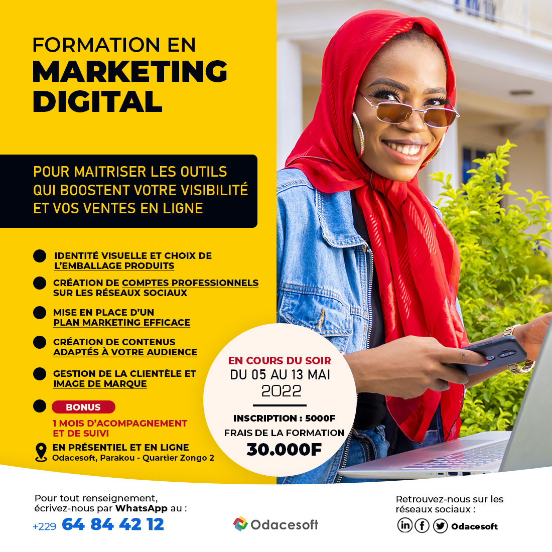 odacesoft's tweet photo. 🛑CETTE FORMATION N'EST POUR TOUT LE MONDE 

✍️Inscription : 
ENVOYER NOM+PRENOM+FORMATION MARKETING DIGITAL 
au numéro Whatsapp suivant : https://t.co/E0LUYvrCAR

🎯EN BONUS:  vous aurez un accompagnement et un suivi d'1 mois après la formation 

#Odacesoft #MarketingDigital https://t.co/2E7wms4jZn