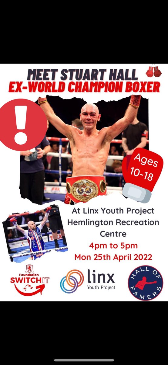 stuskithechamp's tweet photo. In Middlesbrough tomorrow if ya want to bring the kids down for a little workout #boxingworks #nextgeneration @MFCFoundation @teesyouthworker https://t.co/5BN2M0RfNl