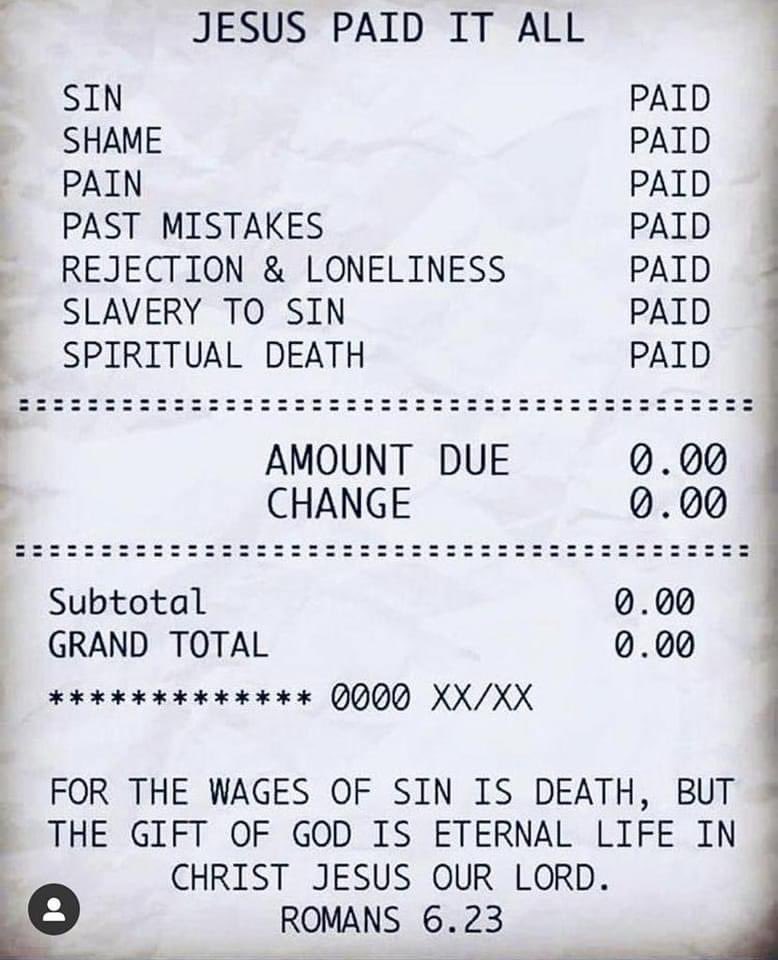 shane_pruitt78's tweet photo. Jesus paid it all. https://t.co/Fugk8okMF3