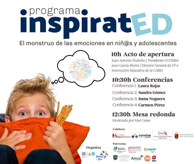 MIACeduca's tweet photo. 📣 ¡Vuelve #inspiratED! 📣
Circuito de conferencias especializadas organizadas por @ESICimat y @MIACeduca
1ª Parada:📍CARTAGENA | 21 de mayo
¡Aprovecha el lanzamiento e inscríbete GRATIS! 🫢
ℹ️ Info e inscripción: https://t.co/p9mFsYBTXZ https://t.co/AqG1TFrcfZ