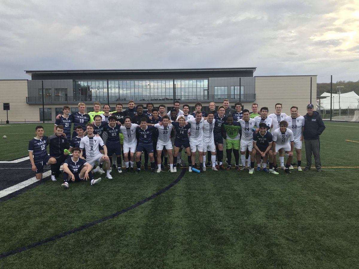 YaleMSoccer's tweet photo. Had a great day &amp; competitive game against our alums last night. Really appreciate all of them coming to help our current guys on &amp; off the field. Always a privilege to put on the Yale jersey!  Last game of the spring so now 3.5 months until we put on the kit again. Can’t wait! https://t.co/WmczJvetcd