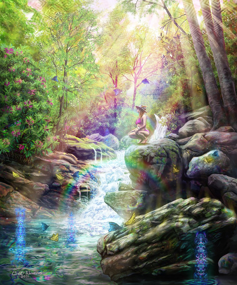 Have I shared my other waterfall paintings here on Twitter? In case I haven't, here's 'Skinny Dip Falls', 25' x 30' at 300ppi
#waterfallart #naturelovers #visionaryart #NFTartwork #fineart