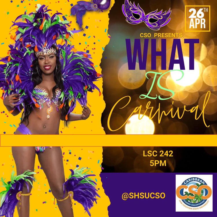 SHSUCSO's tweet photo. TRY SOME REAL CARIBBEAN CUISINE! CSO is making sure you’re well fed during CSO week, starting with a Rasta Pasta plate sale. 🍴😋
Then on Tuesday come learn WHAT CARNIVAL IS!🥳🥳 #CSOWeek #SHSUCSO https://t.co/3m0uxstLmL