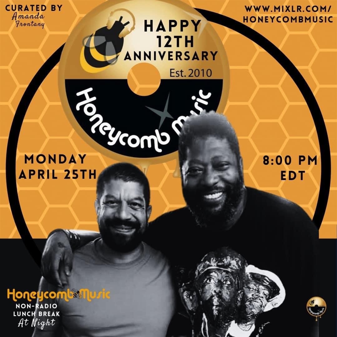 April 25th makes 12 years of <a href="/honeycombnation/">Honeycomb Music</a> - I wish to thank everyone who’s ever done ANYTHING that helped us see this day. Josh and I are very grateful to you all.
Tomorrow we will celebrate. Join us at 8pm EST for a special #HMNRLB  🐝🌎🐝

mixLR.com/honeycombmusic