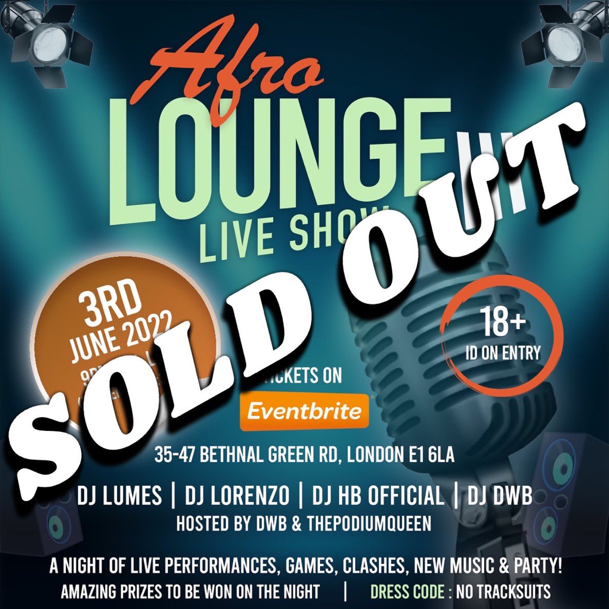 _afrolounge's tweet photo. We Have Officially Sold Out For The 3rd Time In A Row.

@JamiieLopez_ X @riduyile 🥳👏🏾💃🏾🍾 https://t.co/8ahceDk8Od