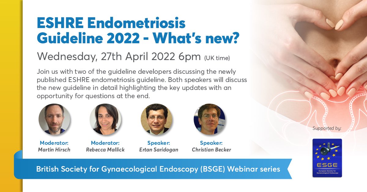 Rebecca (@rebeccamallick) on Twitter photo 1/3 Just another quick reminder - Wed 27th 6-7 pm. <a href="/TheBSGE/">BSGE</a> webinar. join us for what will be a super interesting discussion on the new ESHRE endometriosis guidelines! We won't shy away from the "controversial" topics! supported by the <a href="/ESGEorg/">European Society of Gynaecological Endoscopy</a> and cohosted by <a href="/martinhirsch100/">Dr Martin Hirsch</a> 1/3 Just another quick reminder - Wed 27th 6-7 pm. <a href="/TheBSGE/">BSGE</a> webinar. join us for what will be a super interesting discussion on the new ESHRE endometriosis guidelines! We won't shy away from the "controversial" topics! supported by the <a href="/ESGEorg/">European Society of Gynaecological Endoscopy</a> and cohosted by <a href="/martinhirsch100/">Dr Martin Hirsch</a>