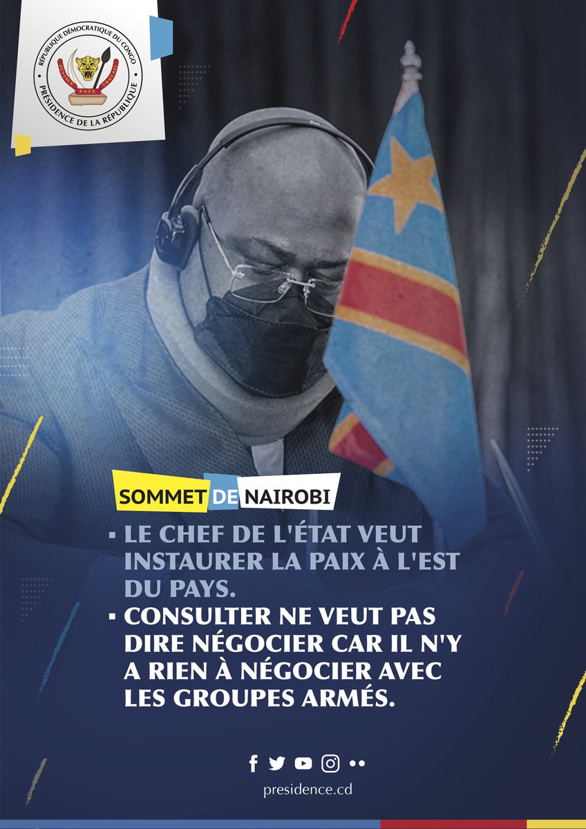 JPWAF's tweet photo. #RDC_KENYA #GRP_ARMÉS_RDC 
APPEL AUX GRP ARMÉS À ADHÉRER AU PROGR. #DDRCS. AUCUNE AUTRE OPTION OU CONCESSION N'EST POSSIBLE! 
Call for armed groups to join the DDRCS program. No other option or concession is possible. @StateHouseKenya 
@Presidence_RDC  @senatrdc @AssembleeN_RDC https://t.co/G6t7KcbEUD