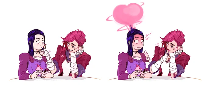 Made a full collection of my Arcane heart-explosion comic strips ❤️ 