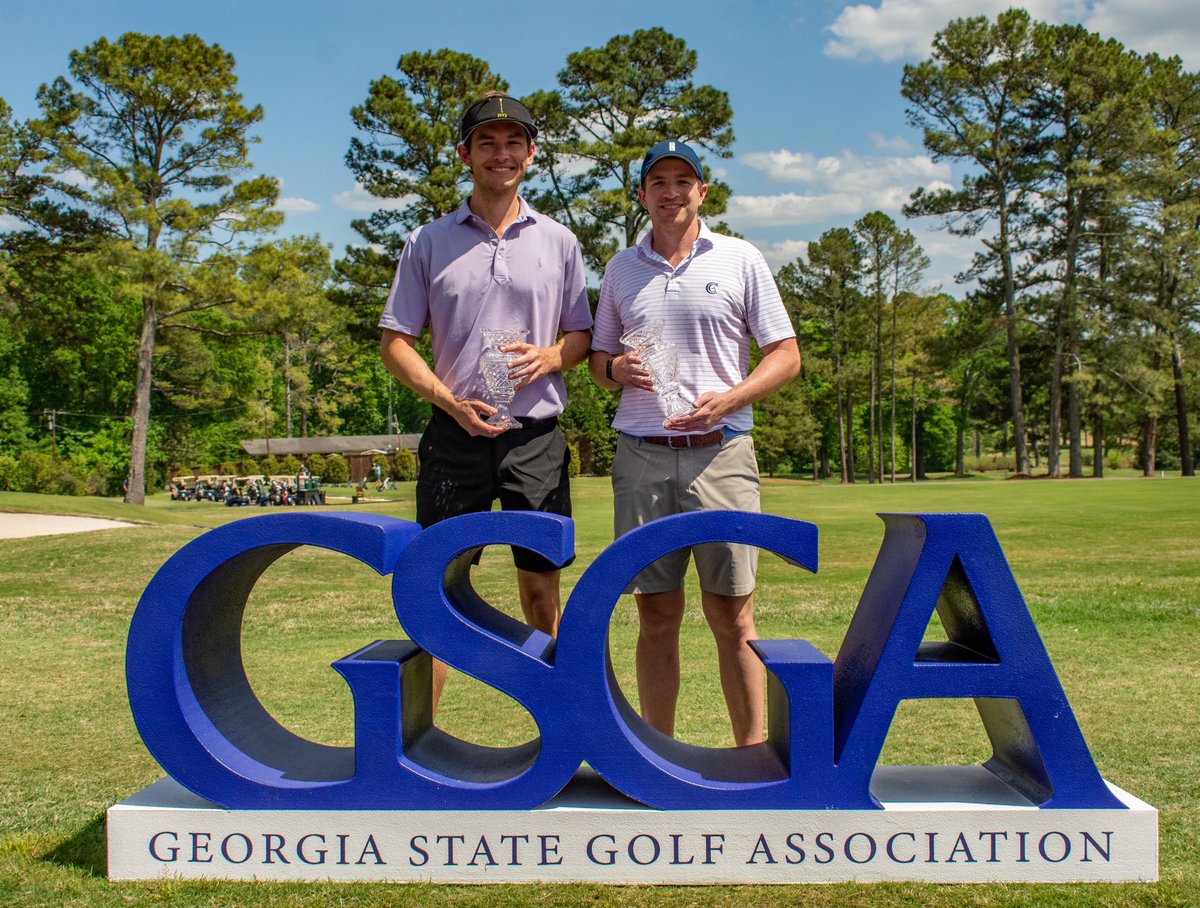 GSGA's tweet photo. 𝓖𝓸𝓵𝓭 𝓒𝓱𝓪𝓶𝓹𝓲𝓸𝓷𝓼 🏆

Tyler Gruca and Franco Castro are your 50th Georgia Four-Ball Champions!

Join us in congratulating Tyler and Franco on their great play and well-earned victory! https://t.co/PMET6HPM7x