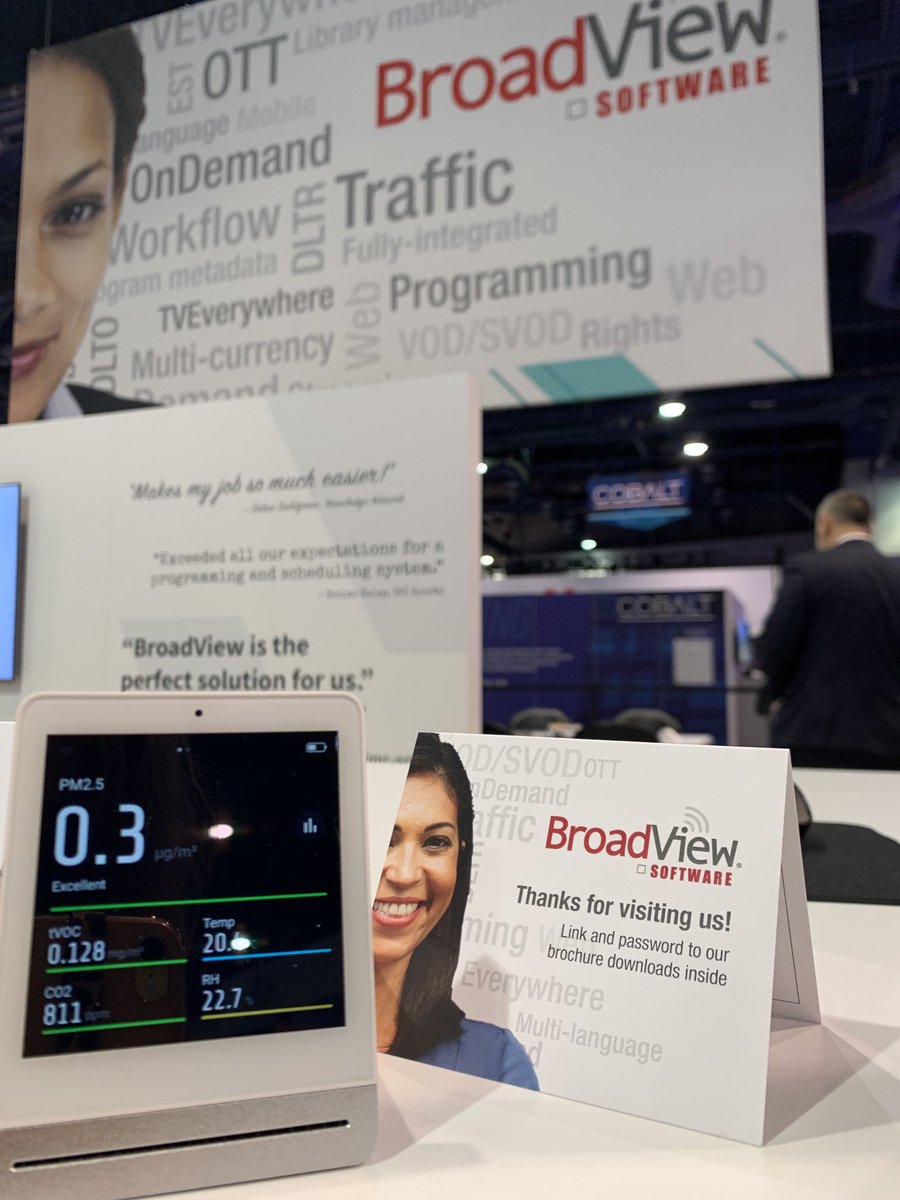 With co2 levels in the green, air quality is good in the north hall ⁦<a href="/NABShow/">NAB Show</a>⁩ . We have HEPA filters at all conversation spaces and masks on to keep our visitors safe. #nabshow2022