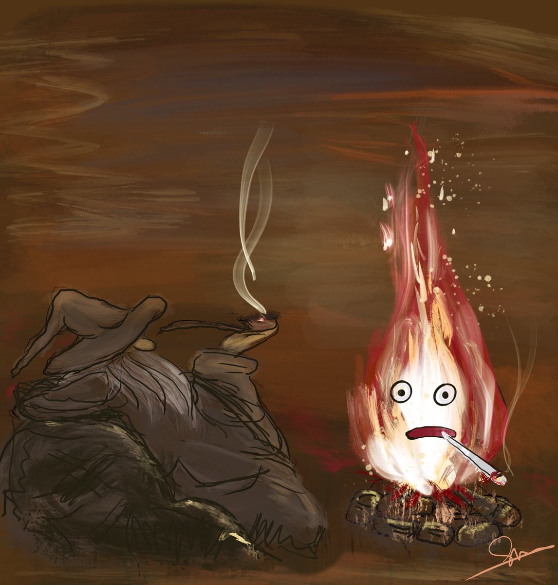 ShatilaT's tweet photo. #funnyart #gandalf #Calcifer #NFTCommunity https://t.co/q24hZ9NwP7