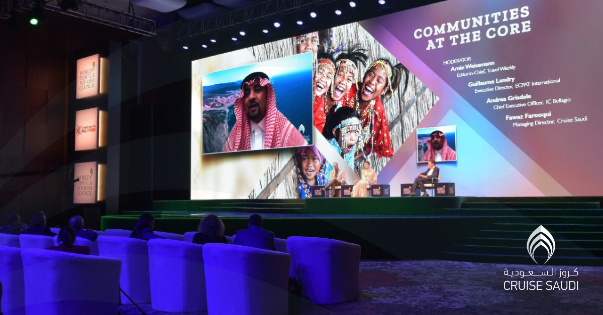 CruiseSaudi's tweet photo. At @WTTC Global Summit on the ‘Communities at the Core’ panel, @CruiseSaudi Managing Director Fawaz Farooqui discussed how Saudi’s cruise industry is engaging with local communities across the country #WTTCGlobalSummit https://t.co/SrEgPwiFzN