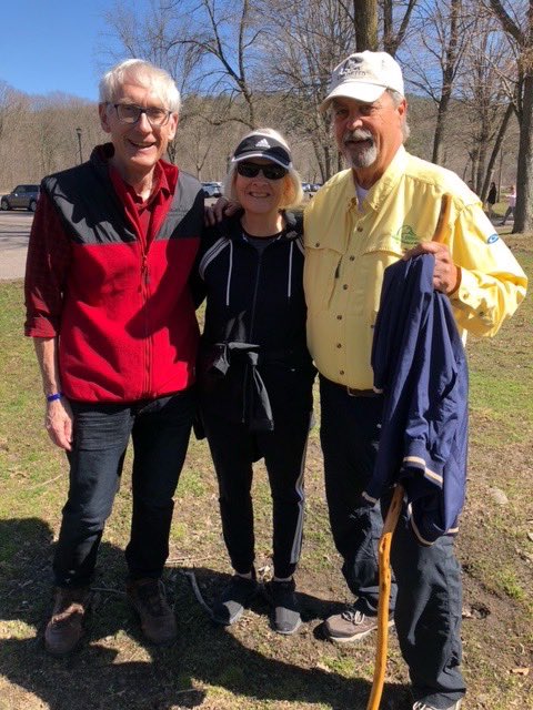 WI DU State Policy Chair Nels Swenson celebrating Earth Day with <a href="/GovEvers/">Governor Tony Evers</a> and the First Lady at Devils Lake State Park! This property just grew by 300 acres thanks to the Knowles-Nelson Stewardship Program. Thank you Governor and all those involved!