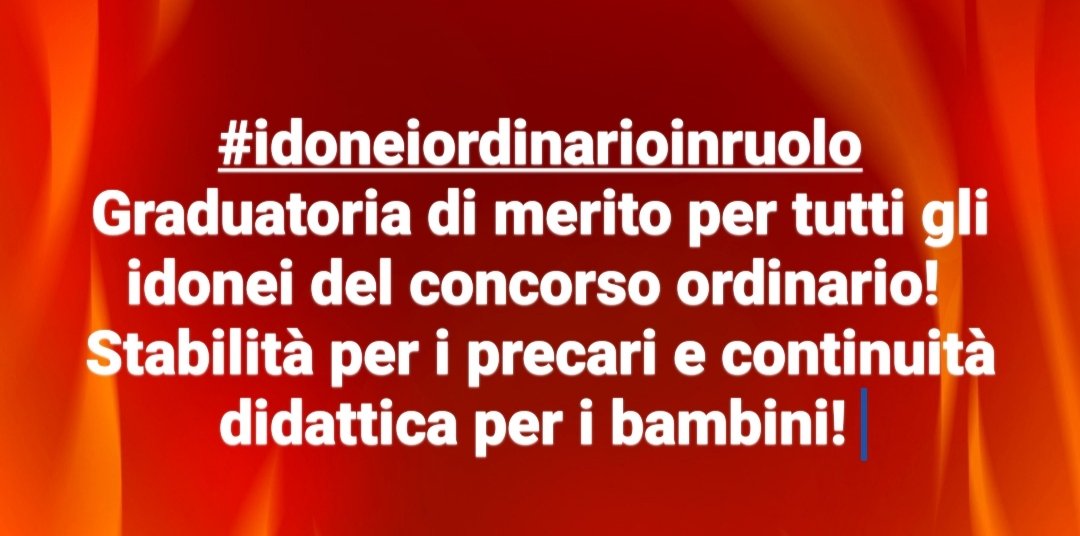 bettaf82's tweet photo. Chiediamo che sia istituita la 
GRADUATORIA DI MERITO
per gli 
IDONEI al CONCORSO ORDINARIO primaria_infanzia
#idoneiordinarioinruolo #Liberazione
@cgilnazionale
@pdnetwork
@beppesevergnini
@reportrai3
@orizzontescuola
@Corriere
@CiminoM5s
@MIsocialTW
@luigidimaio https://t.co/M945T4aBtk