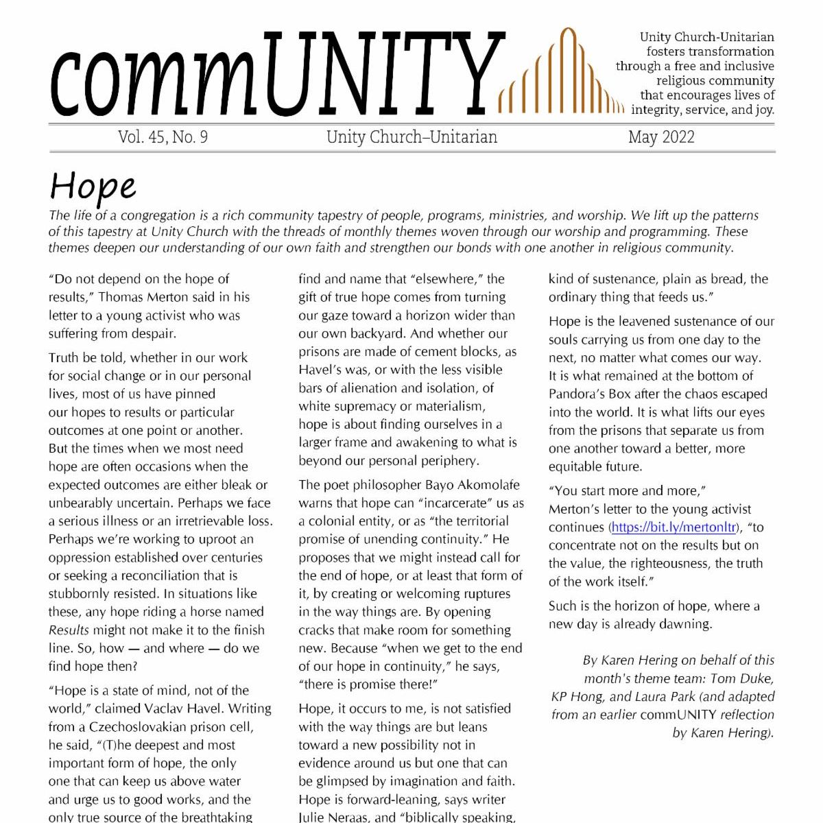 UnityUnitarian's tweet image. May commUNITY newsletter now online!
conta.cc/3k608xh
conta.cc/3xU6msj