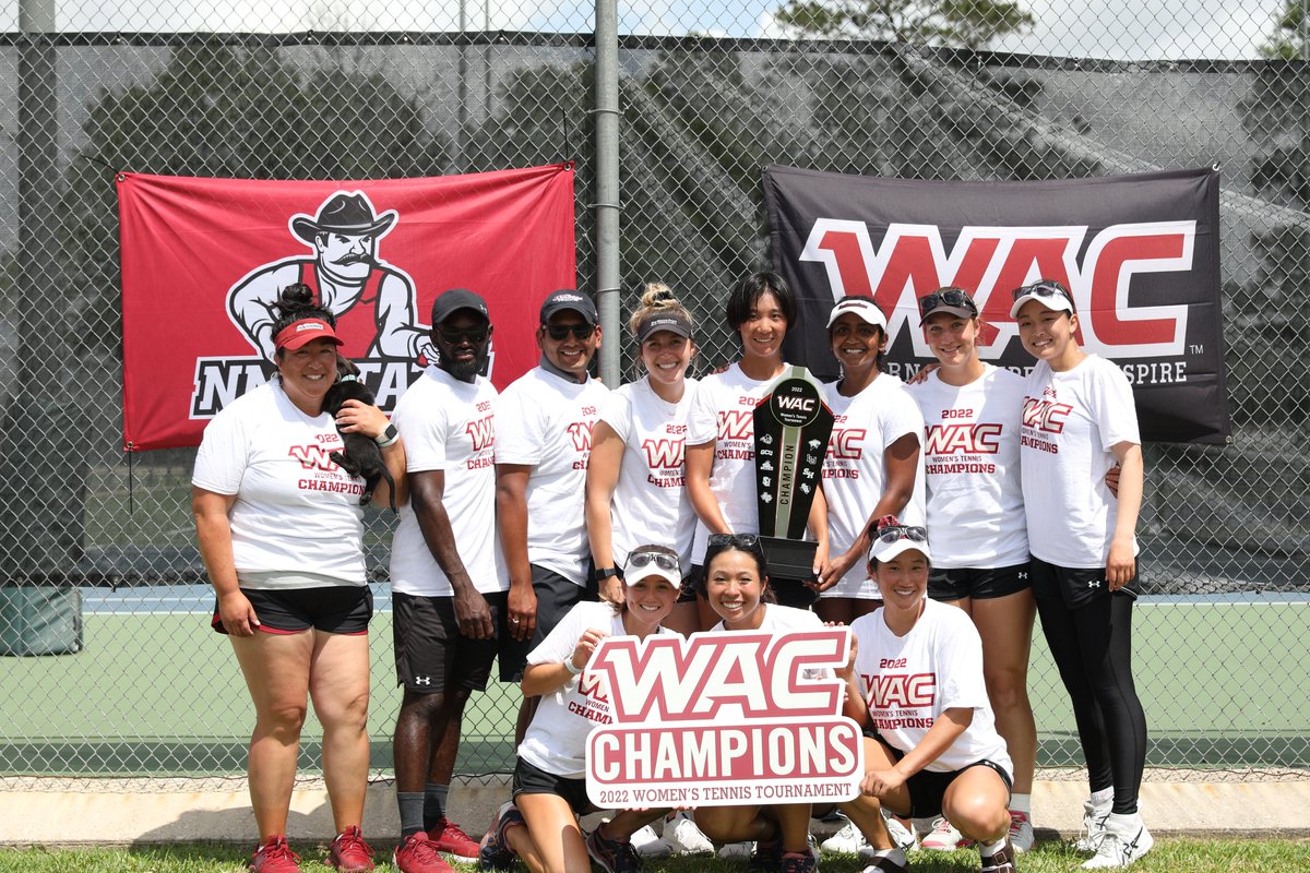 NMStateWTEN's tweet photo. Cruces, the @WACsports Tournament CHAMPS are comin' home with some hardware 🏆🎾 #AggieUp https://t.co/4mmZ7EAaca