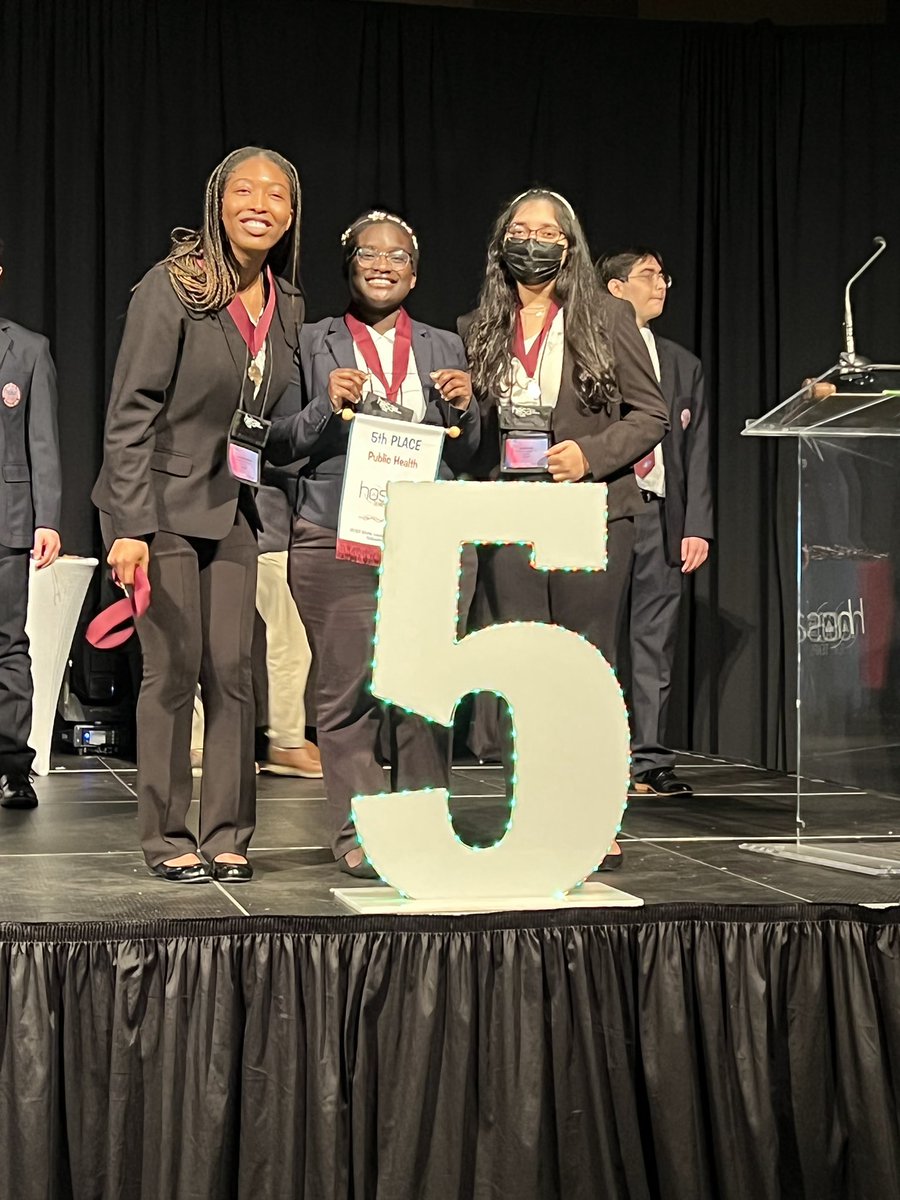 Congratulations to Antonieete O. , Arisha S. , Felcity O. , and Minal K. on placing 5th in Public Health at the 2022 Texas HOSA State Competition. Good job ladies , and continue the great work. <a href="/FortBendISD/">Fort Bend ISD</a> <a href="/FBISD_CTE/">Fort Bend ISD CTE</a> <a href="/THS_Tigers/">Travis High School</a>