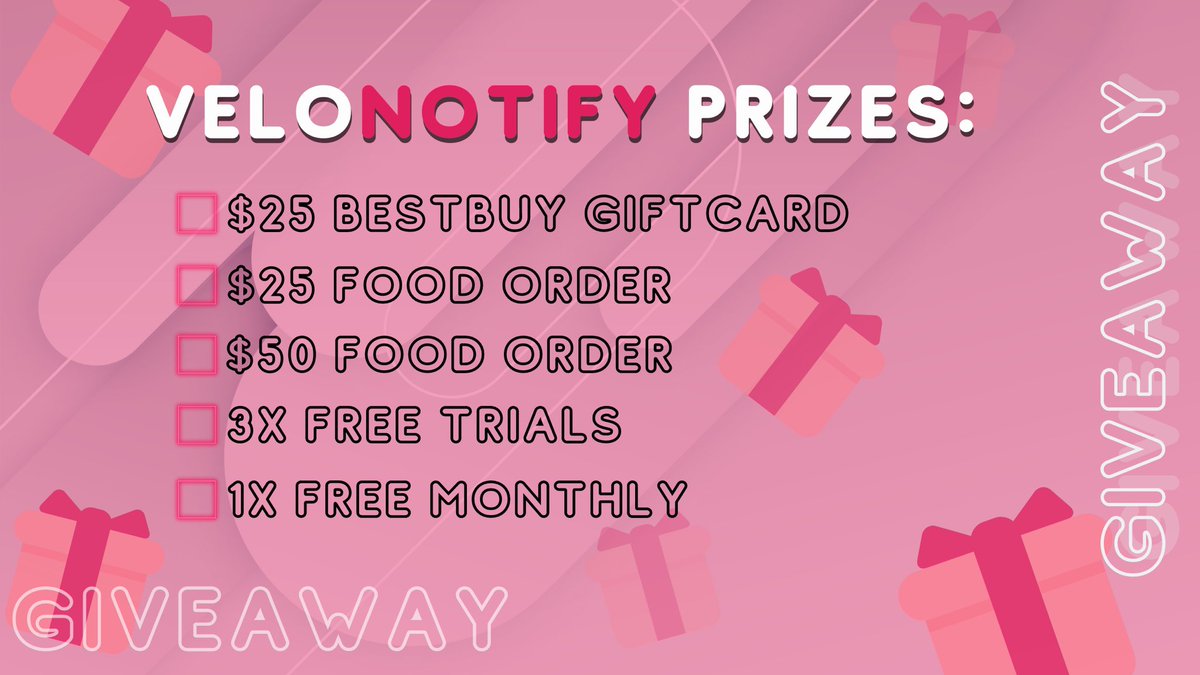 VeloNotify (@velonotify) on Twitter photo Our members have been busy bees with the recent loops 🐝
From free food to free gift cards, we got it all. If you missed out, don’t worry because we gotcha!
How to Enter:
👥 Follow <a href="/VeloNotify/">VeloNotify</a>
❤️ Like this post
♻️ Retweet this post
🏷 Tag a friend (each tag is an extra entry) Our members have been busy bees with the recent loops 🐝
From free food to free gift cards, we got it all. If you missed out, don’t worry because we gotcha!
How to Enter:
👥 Follow <a href="/VeloNotify/">VeloNotify</a>
❤️ Like this post
♻️ Retweet this post
🏷 Tag a friend (each tag is an extra entry)