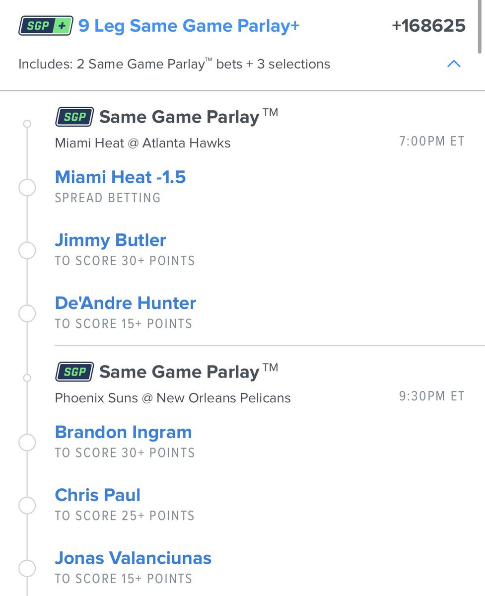 DollarParlay's tweet photo. Dollar parlay of the day 4/24 

💸 $1 to win 1.7k 💸

Good luck to those tailing! 🤝

#bettingtwitter #GamblingTwitter #parlay #NBA #NBAparlay https://t.co/R5LWs8fdxV