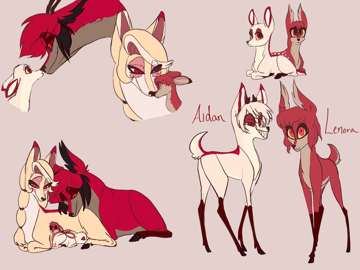 Vanity0329's tweet photo. I just couldn’t wait any longer!! 
Here are the Charlastor Fawns 💕 Aidan and Lenora!!!!
#HazbinHotel #Charlastor #HazbinHotelAlastor #HazbinHotelCharlie #DeerAu https://t.co/fHBK6wa5V6