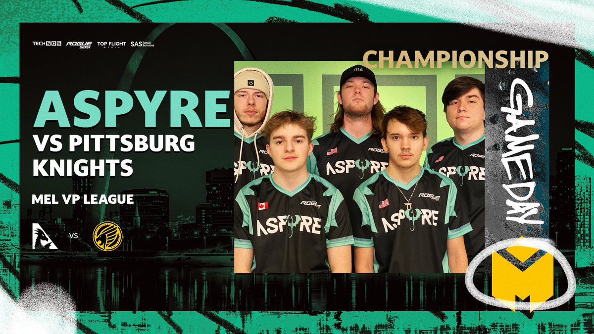 Aspyre_Ent's tweet photo. 🌟CHAMPIONSHIP DAY🌟

Aspyre Valorant vs. Pittsburgh Knights (@KnightsGG)

Today's Starters:
🐉@AE__Demon (C)
🐉@AE__Ares
🐉@AE__Willy
🐉@AE_Laddermoves
🐉@AE__Smiley

🕔: 5:00 PM CST

📺: https://t.co/eDHwmOLoU7

#A4G🐉 #GoingForSix🏆 | @MEL_Valorant https://t.co/dzTmPkDHLT