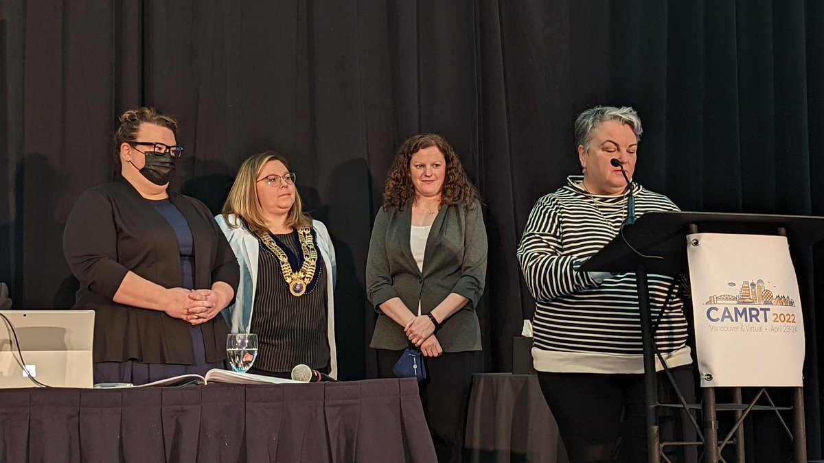 adabunko's tweet photo. Installation of officers for the #CAMRTBoD for 2022. Congrats to @Maypier @Meggy_Bee and Jenna Mclean https://t.co/V6m1U7vRYX