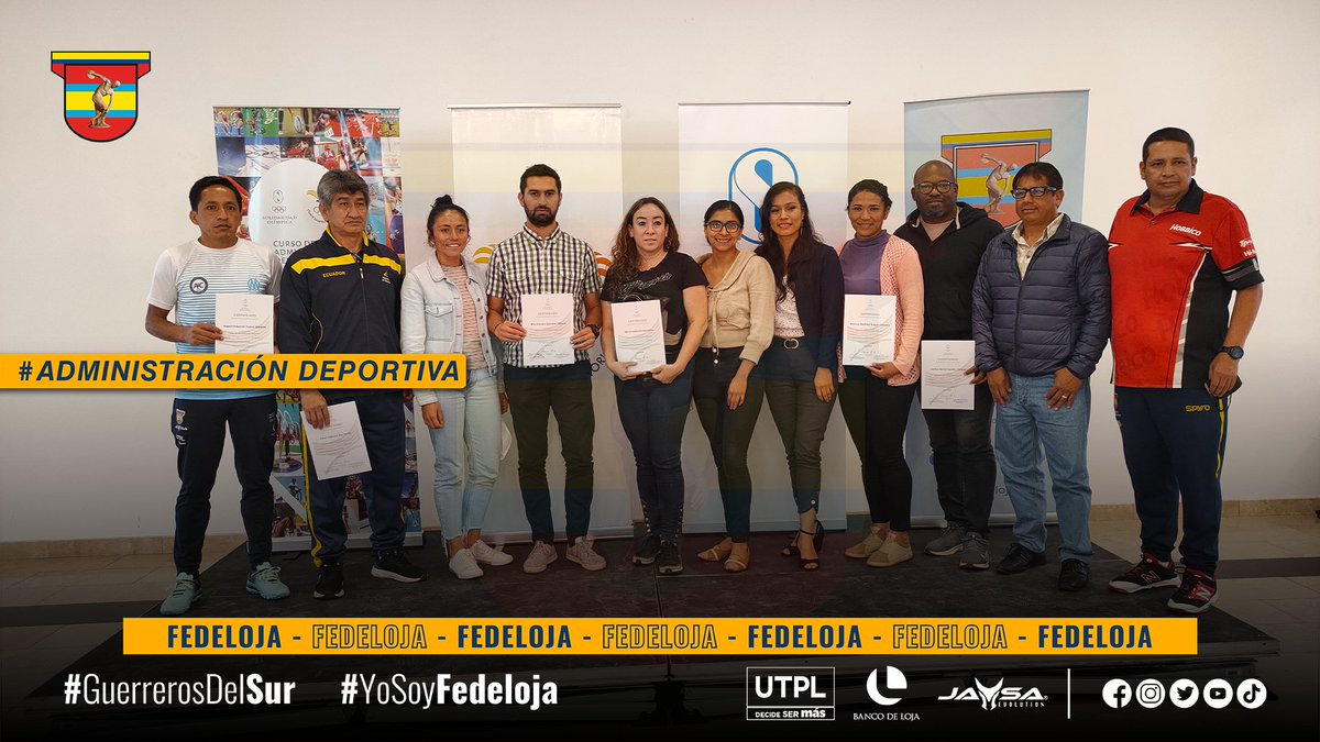 fedelojaec's tweet photo. Este fin de semana desde el 22 al 24 de abril, en las instalaciones del Hotel Sonesta se realizó el curso de Administración Deportiva dictado por el Comité Olímpico Ecuatoriano 🇪🇨 y organizado por #Fedeloja 

@ECUADORolimpico
@noec3

#VamosGuerreros #YoSoyFedeLoja https://t.co/LCvdAH6pcB