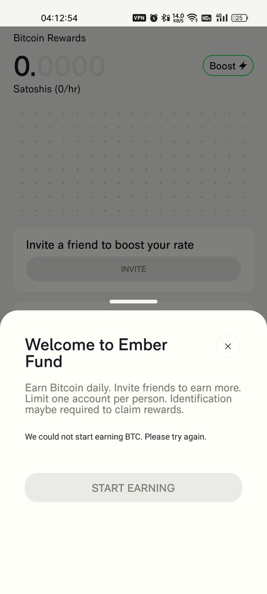 ziven90s's tweet photo. @Ember_Fund Mining error we could not start earning BTC. Please try again https://t.co/UgwBKbW2l4