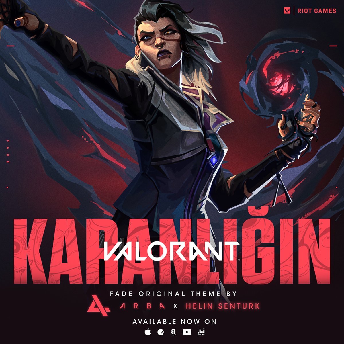 FADE is finally here! We're so thrilled to share our original theme for the Turkish Initiator Agent, the latest addition to the VALORANT universe. Featuring the amazing Turkish artist <a href="/helinnsenturk/">Helin Senturk</a>! Big thanks to everyone involved. GAME ON! #Valorant #FADE #Karanlığın #Turkey