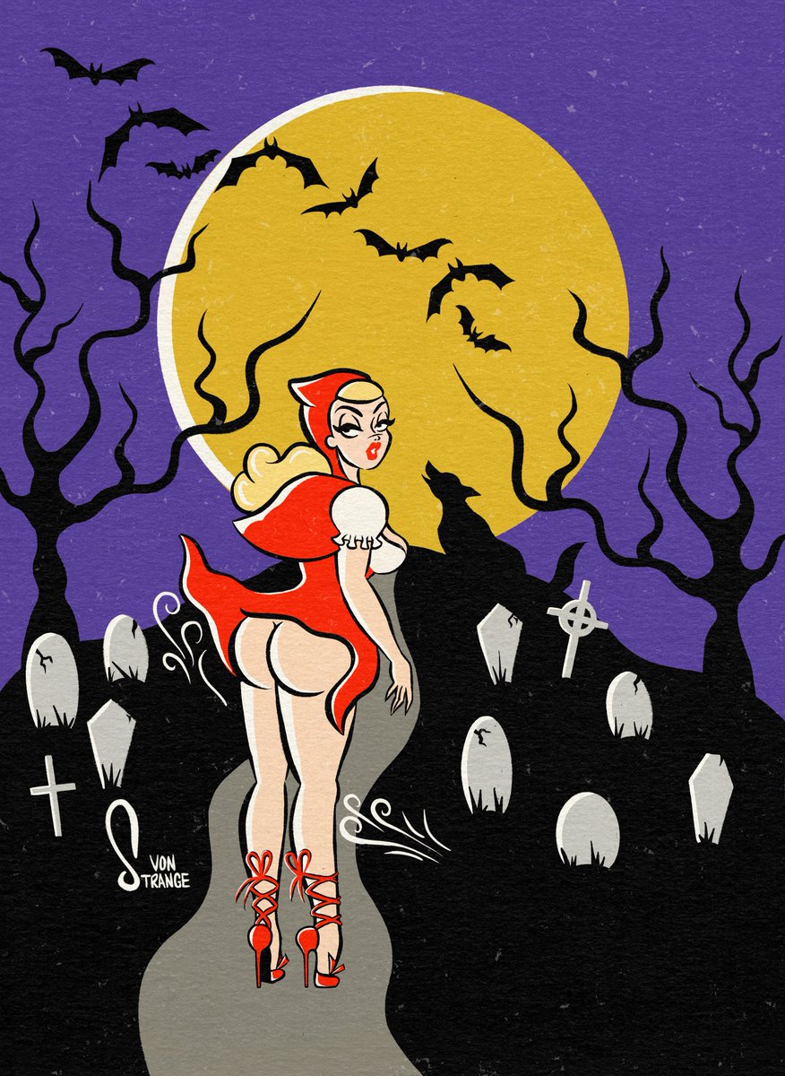 vonstrange_'s tweet photo. Little Red goes for a stroll through the cemetery ❤️🐺 #littleredridinghood #graveyard #cemetary #haunted #ghosts #spookyart #pinupart #retroart #spookygirl #horror #vonstrangeart https://t.co/6z2m5hjsJu