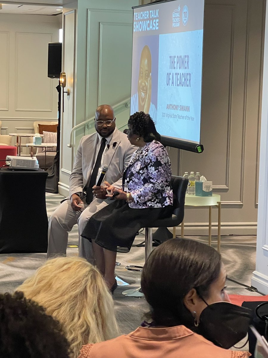 DrBriRoss's tweet photo. I was moved to tears listening to @2021VATOTY talk about the power of a teacher. Everyone’s story includes a teacher and I am so glad that Mrs. Wilson was apart of his! Thank you @GoogleForEdu for sponsoring these TED talks! @CCSSO #NSTOY22 https://t.co/wqwnUeEurm