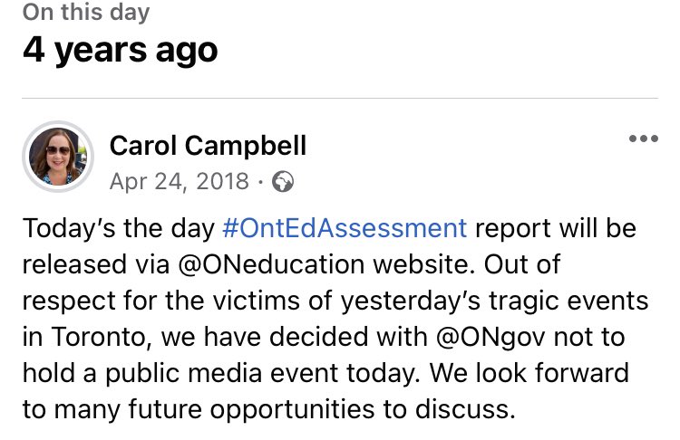 CarolCampbell4's tweet photo. 4 years ago we released #OntEdAssessment review https://t.co/LHCIsWkmk2. The case was clear, urgent & important that reform of assessment, esp EQAO, was needed. Need for change is even more evident now. #OntEd #OnPoli @MichaelFullan1 @HargreavesBC @DrJeanforkids @Kathleen_Wynne https://t.co/kjy0n2thYG