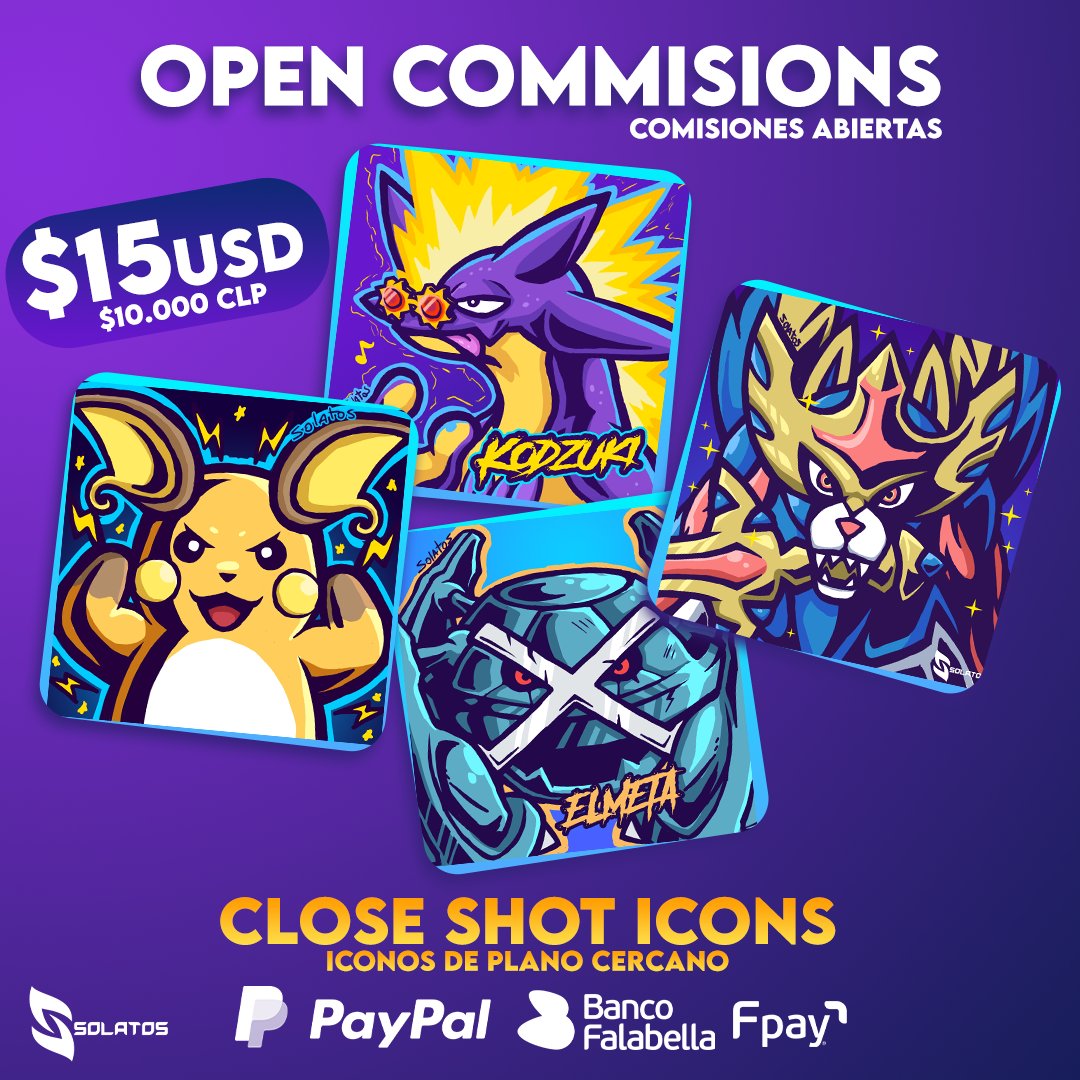 #opencommissions 
ICONOS por 15usd.
Se entrega en únicamente en formato PNG.
Pagos via transferencia bancaria, con tarjetas o a través de Paypal.
#commisions #art #draw #style #artist #artwork #icons #comisiones #arte #dibujo