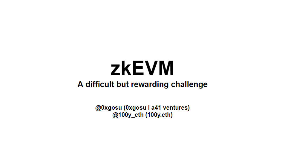 0xgosu's tweet photo. 0/ “zkEVM, a difficult but rewarding challenge” with @100y_eth

zkRollups(zkR) have a lot of advantages to the point where even @VitalikButerin said zkR will win out in all use cases compared to optimistic rollups. https://t.co/eYrcX0vKvc