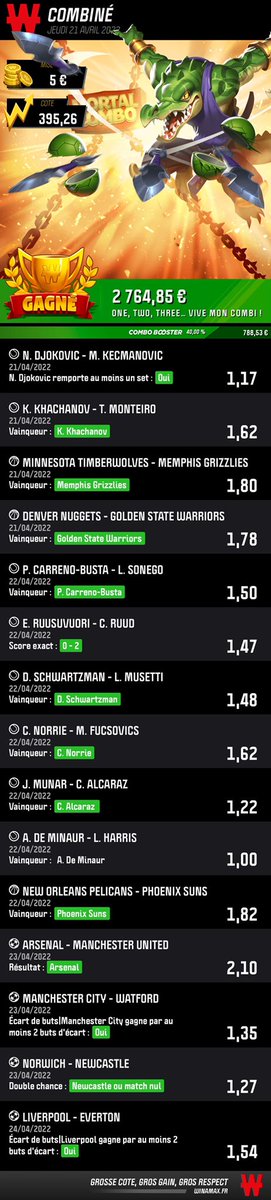 BrazoMissiles's tweet photo. C’est per… oh, mauvaise habitude désolé.

C’EST GAGNÉ !!! LE PREMIER COLOSSUS GAGNANT DE L’HISTOIRE DE BRAZO MISSILES ! 2764,85€ qui nous régalent !💸💰

Et je vous promet que ce n’est que le début, restez connectés, ensemble nous continuerons ces exploits ❤️

#PariezPourVibrer https://t.co/P6bHL9UQh0