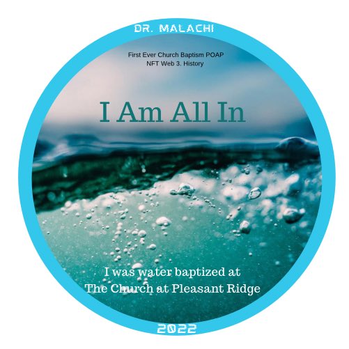 So <a href="/superphiz/">superphiz.eth</a> I submitted my <a href="/poapxyz/">POAP - Bookmarks for your life</a> request to commemorate those water baptized in our church in 2022. 

more faith based #POAPS coming 

Beat of my knowledge this is the very first baptism POAP

We also will airdrop a special art #NFT into their wallet. And Baptism vid NFT