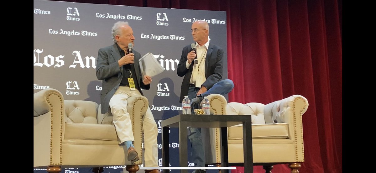 donwinslow's tweet photo. Had an awesome time today at the @latimesfob (LA Times Festival of Books) talking to legendary writer/director @MichaelMann (Heat/Last of the Mohicans/Collateral/Miami Vice/The Insider) about his forthcoming novel #Heat2 (August 9) and #CityOnFire. Thank you to all who came out! https://t.co/KPqO2vCAiQ