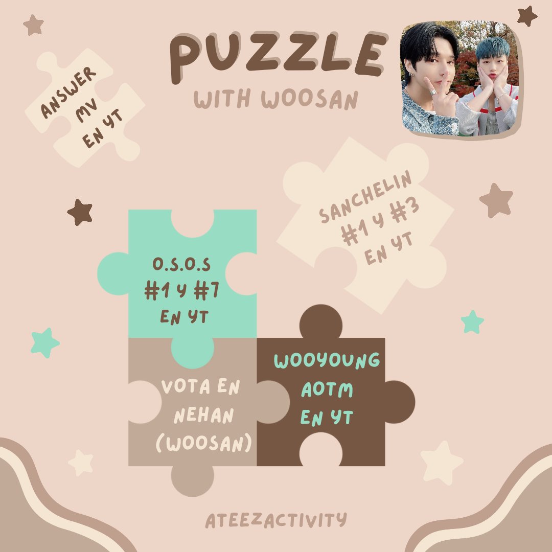 sangatitos's tweet photo. 🧩 | PUZZLE WITH WOOSAN

— by @ateezactivity

#우영 #최산 #산 #ATEEZ #에이티즈 #エイティーズ @ATEEZofficial https://t.co/8LSXOVGy63
