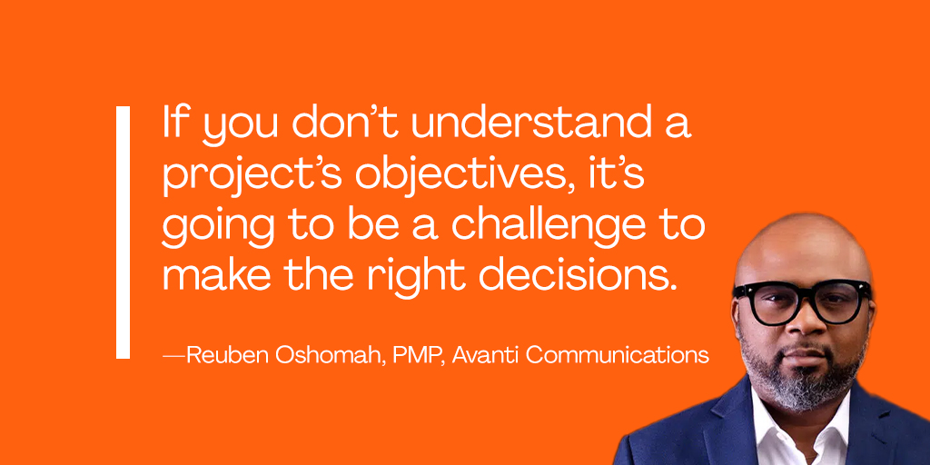 PMInstitute's tweet photo. #PMP #ProTip: Don’t make decisions in isolation. Know your project’s purpose, then consult multiple sources—risk registers, lessons learned, team members—to make the best call, says Reuben Oshomah, @Avanti_plc: https://t.co/KzZQlc38p4 #Projectified #podcast #pmot https://t.co/JojqHwcj2E
