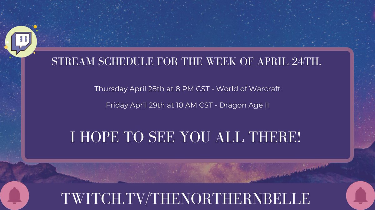 NorthernBelle34's tweet photo. Happy Stream Schedule Sunday! We are getting back into #WorldofWarcraft with the Goon Squad and #DragonAgeII this week. Hope to see y'all there! 

#TwitchAffiliate #FemaleStreamer #JewishStreamer https://t.co/vJ5dDiPTW9