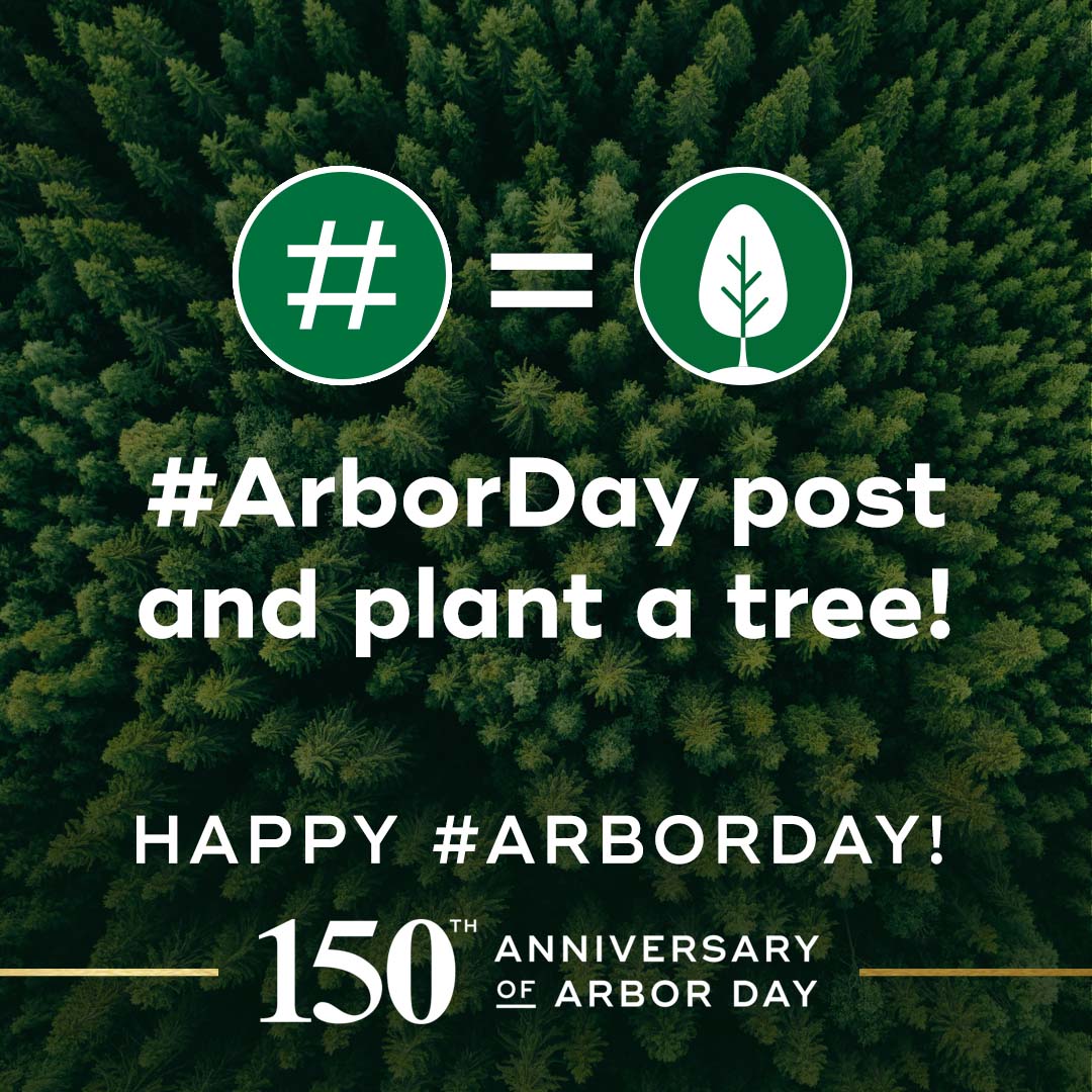 On April 29th, we're celebrating the 150th anniversary of Arbor Day🎉 With partner <a href="/KCCorp/">Kimberly-Clark Corp.</a>, we're working to plant 150,000 trees. But we need YOUR help. Until April 29, we will plant 1 tree for each Instagram, Twitter, Facebook, &amp; Tiktok user who posts with #ArborDay 🌳