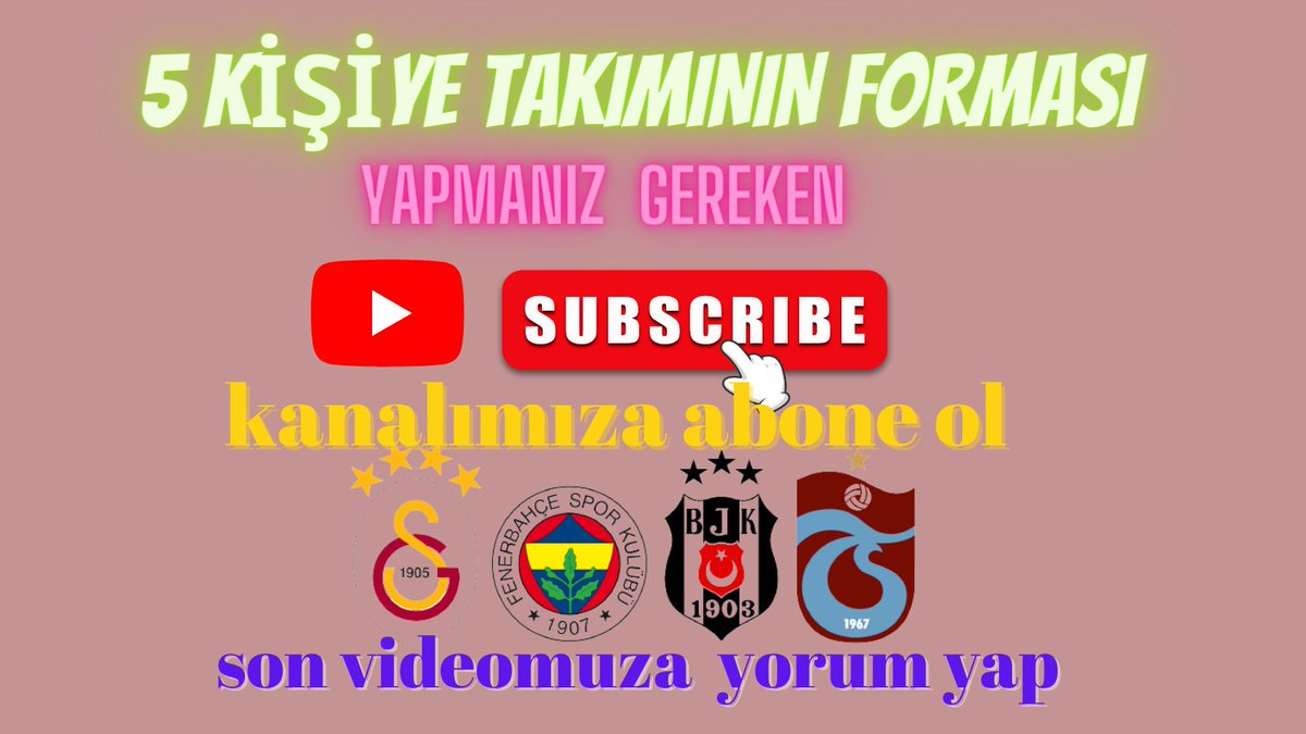 Çekiliş Var Tam 5 Kişiye Takımının Forması Hediye 

Not: Sonuçlar 25.05.2022 de açıklanacaktır.

#taraftarium24 #jestyayın #taraftarium #fenerinmacivar #SaldirGALATASARAY #besiktasinmacivar #Trabzonspor #Beşiktaş #Fenerbahçe #Galatasaray 

youtube.com/channel/UCwCvB…