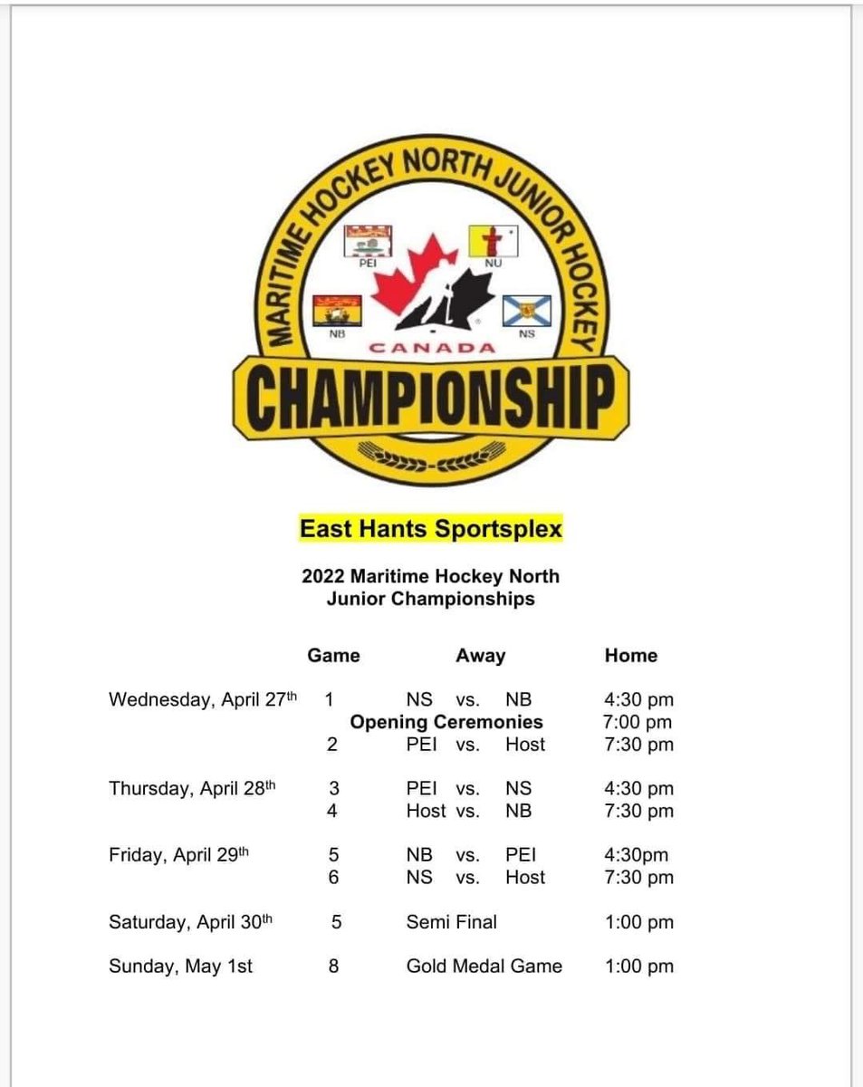 Here’s the schedule folks!!