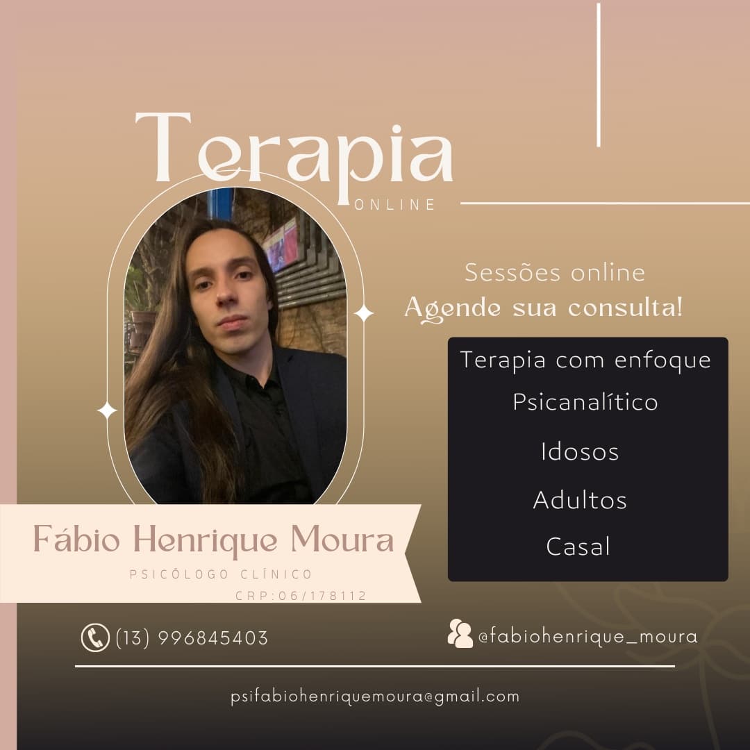 Fooblacks's tweet photo. Olá, prazer em conhecer!
Meu nome é Fábio, sou Psicológo Clínico; minha atuação e dentro da perspectiva da Psicanálise.
Realizo atendimentos psicológicos na modalidade online para pessoas de qualquer região. Com adultos, idosos e casais. 
Se quiser saber mais informações me chama https://t.co/uFvgarbLCg