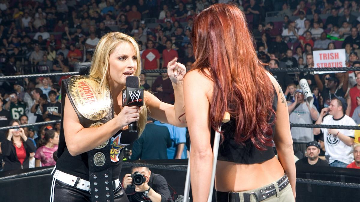 RT @ReliveWrestle: Trish Stratus faces down Lita.

What a rivallry these two had. https://t.co/6Eea53ndBT