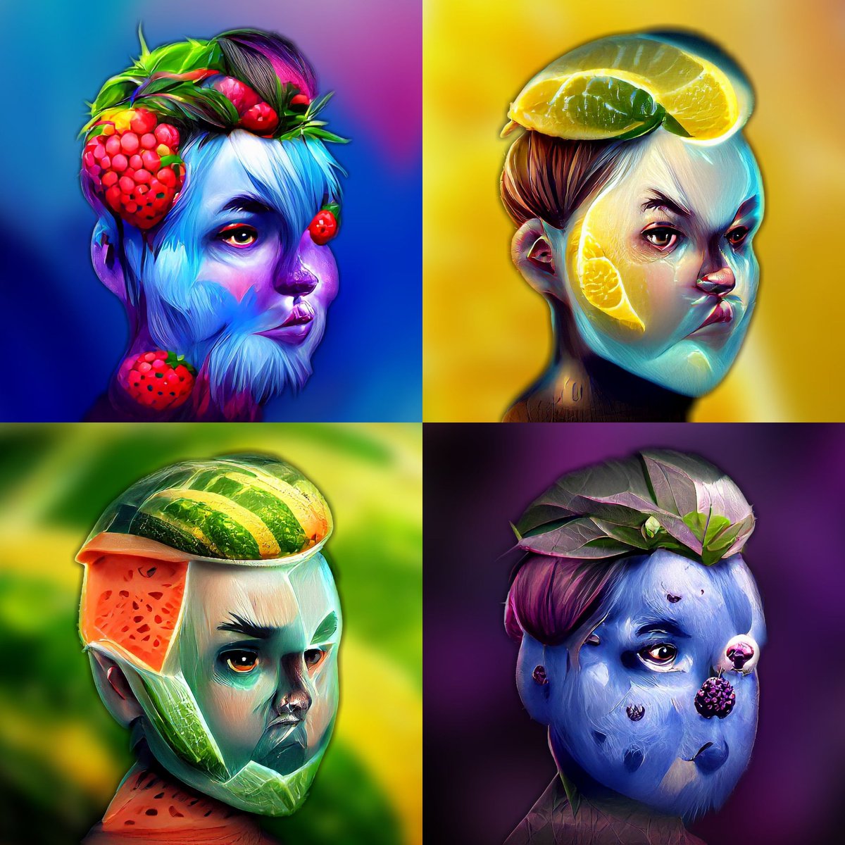Today's theme!! 
🍒🍍 FRUITS 🫐🍋
   
Which of these 4 is your favorite mahavatar ?
Comment down below!👇

🔥  BONUS 🔥 : First 1000 followers get whitelisted and OG role on discord!

#NFT #nftart #Solana #MagicEden #opensea #NFTcollection #nfts