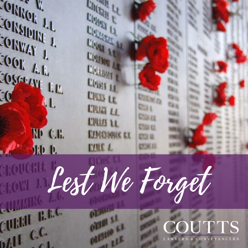 CouttsLegal's tweet photo. On Anzac Day we wish to show our respect and gratitude to all veterans for their service to our country. We remember them for the sacrifices they made to enable future generations a world of opportunities that should never be taken for granted.

Lest We Forget

#Anzacday2022 https://t.co/iOhSZSgZBQ