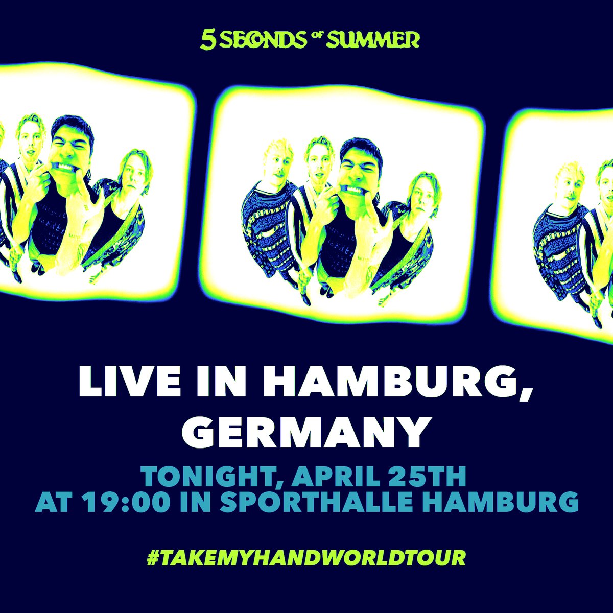 Tonight 5SOS are performing at Sporthalle Hamburg in Hamburg, DE #TakeMyHandWorldTour #TakeMyHandHamburg 

(cr: @/5SOSUpdatesGR)