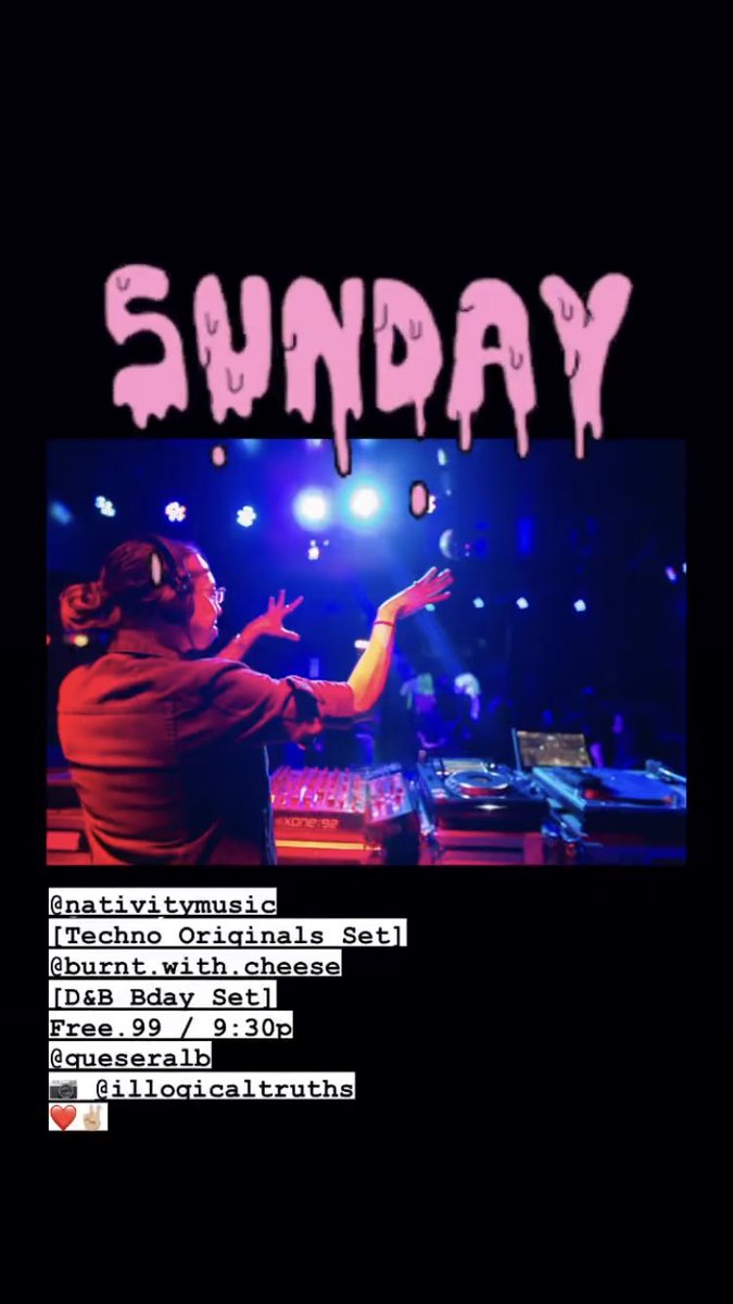 DJing a Techno Originals set at <a href="/QueSeraLB/">Que Sera, Long Beach</a> tonight Sunday. 10pm doors. Free.99. I’m closing it out. Yeee 🔊💃🏻🕺🏻❤️✌🏼